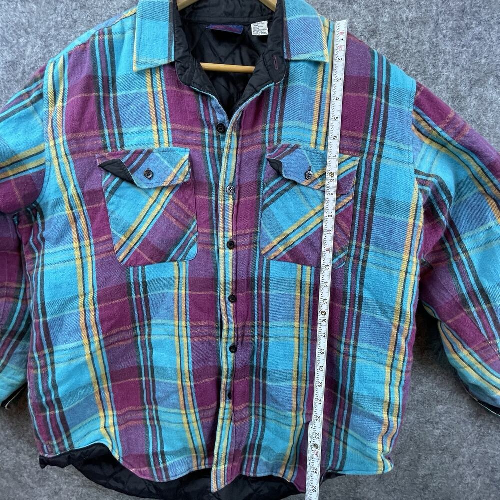 Dakota‎ Jacket Mens Large Bright Plaid Quilted Chore Coat 80s 90s Style - Picture 6 of 7